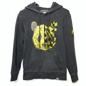 DENIMiCITY Split Panda Bear Rhinestone Soft Hooded Sweatshirt Excellent Cond.